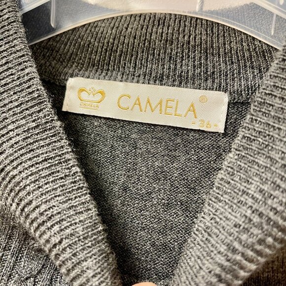 Vintage Camela Wool Knit Mockneck Sweater Grey- M - Picture 8 of 11